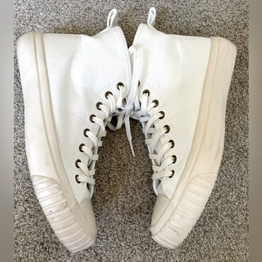 J.Crew -‎ Classic High-Top Sneakers Upper Cloth & Rubber Sole - Cream - Size 6.5 - Picture 5 of 11